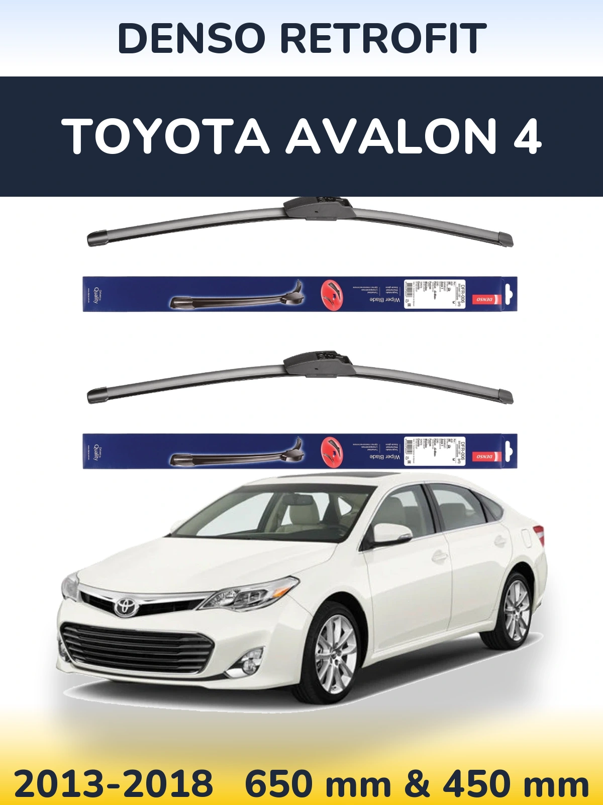 Komplet przednich wycieraczek Denso Retrofit 650 & 450 mm do Toyota Avalon 4 2013-2018