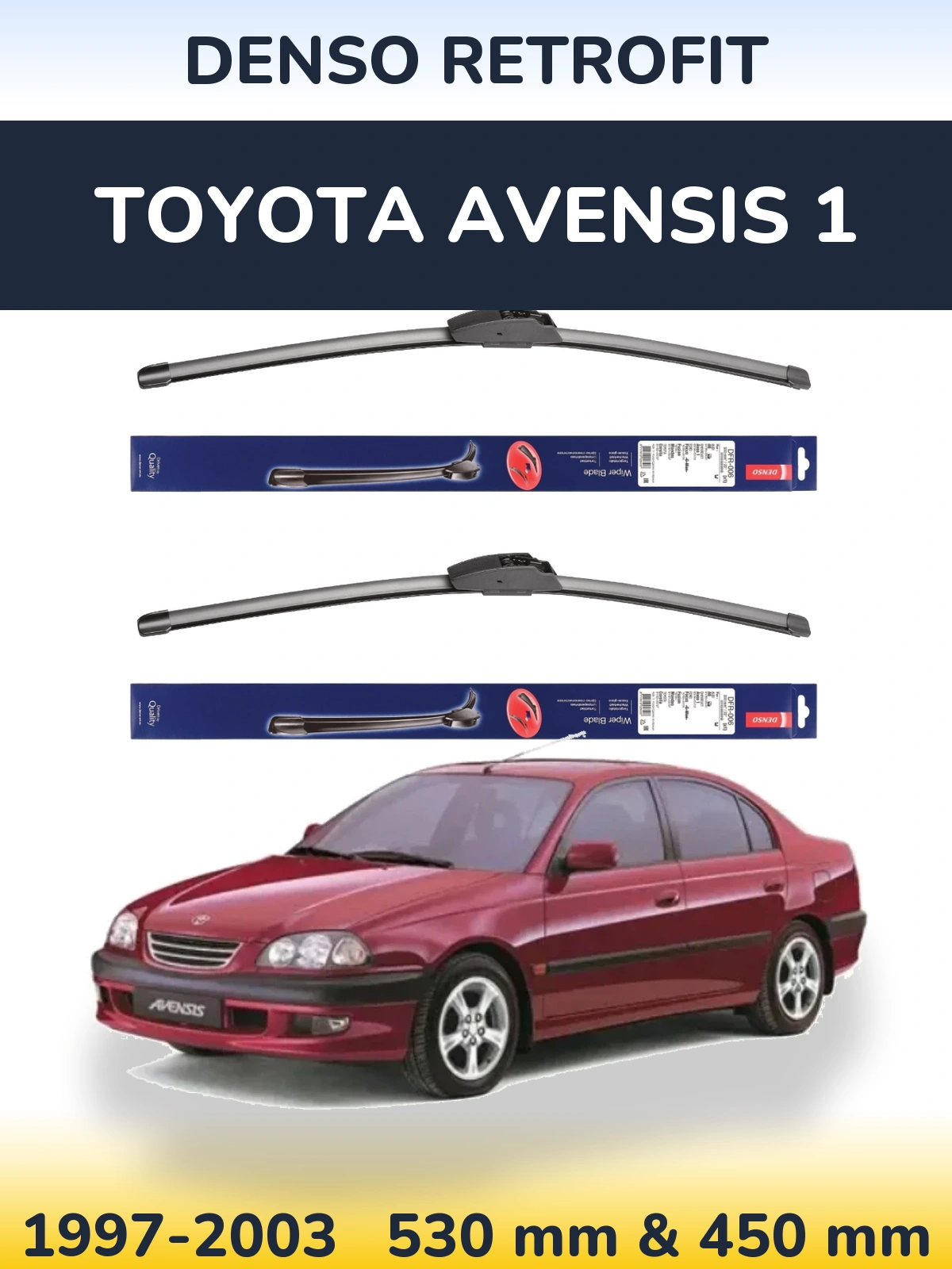 Комплект передних дворников Denso Retrofit 530 & 450 мм для Toyota Avensis 1 1997-2003