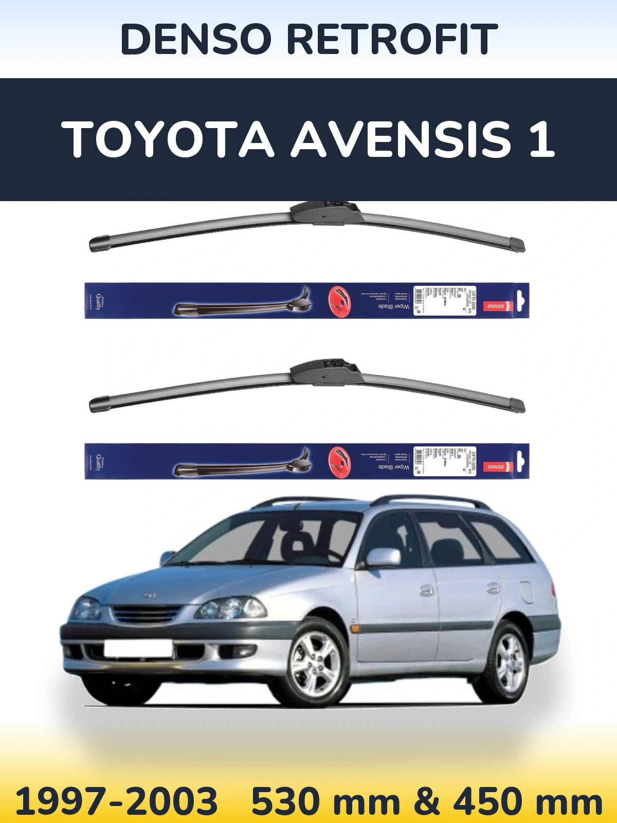 Комплект передних дворников Denso Retrofit 530 & 450 мм для Toyota Avensis 1 1997-2003