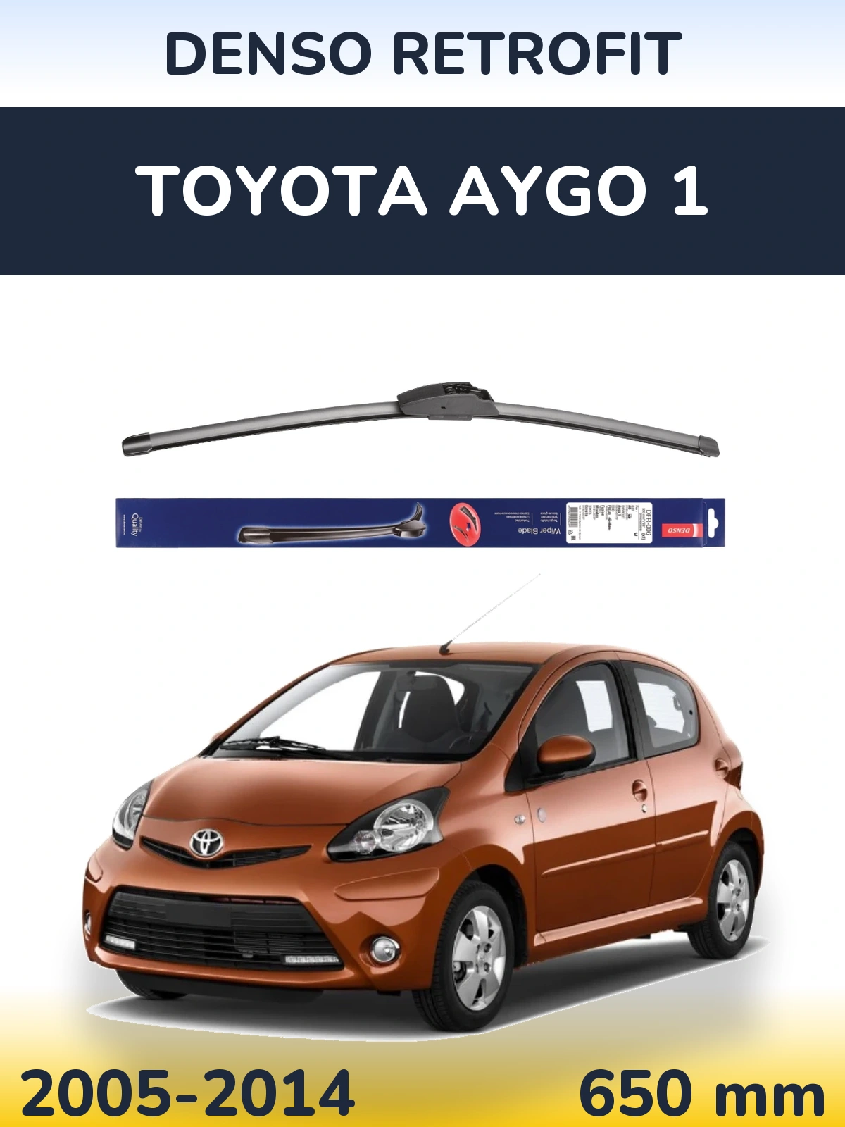 Przednia wycieraczka Denso Retrofit 650 mm do Toyota Aygo 1 2005-2014