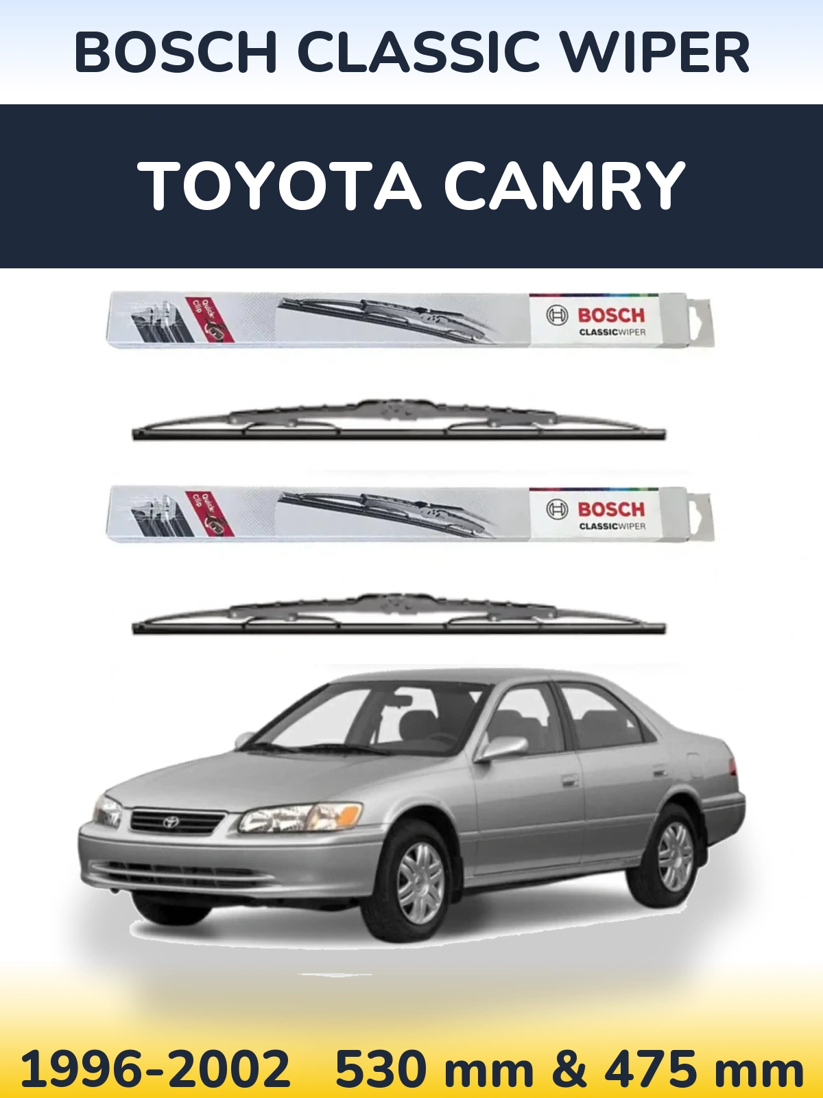 Комплект передніх щіток BOSCH Classic Wiper 530 & 475 мм для Toyota Camry 1996-2002