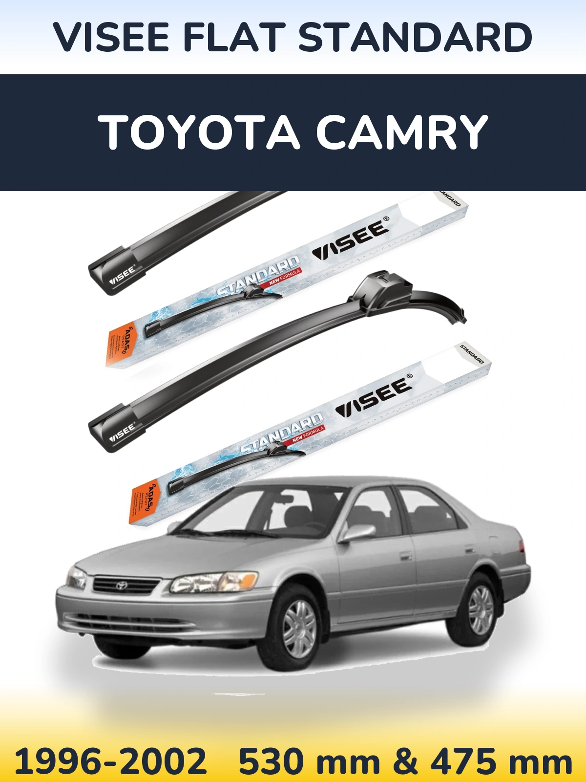 Комплект передніх щіток VISEE FLAT STANDARD 530 & 475 мм для Toyota Camry 1996-2002