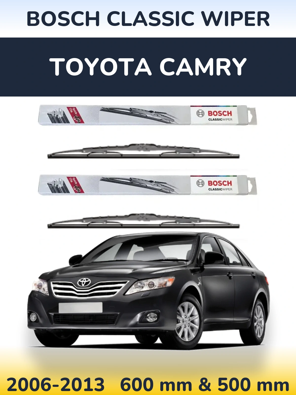 Комплект передних дворников BOSCH Classic Wiper 600 & 500 мм для Toyota Camry 2006-2013