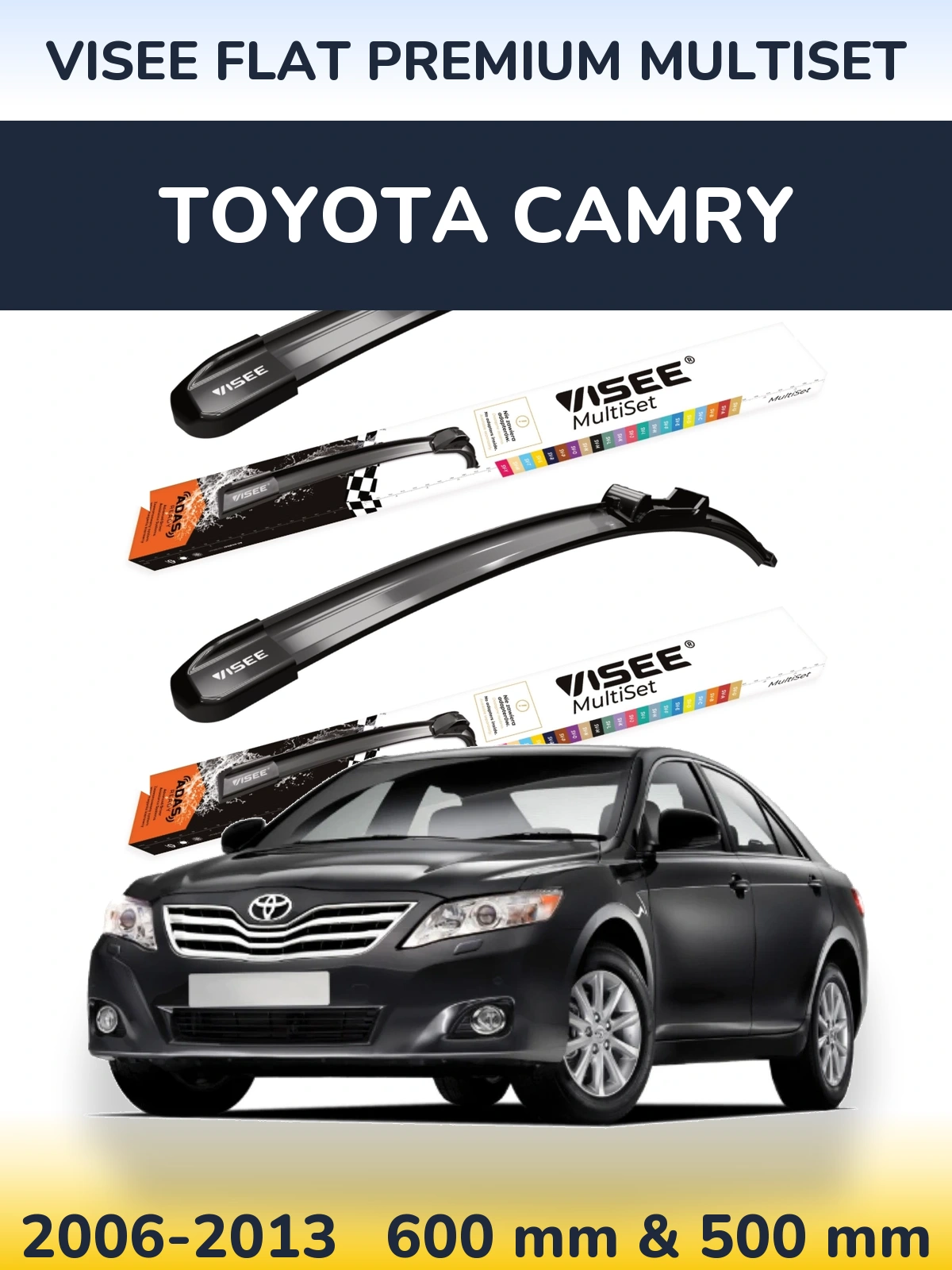 Front wiper blade set VISEE FLAT PREMIUM MultiSet 600 & 500 mm for Toyota Camry 2006-2013