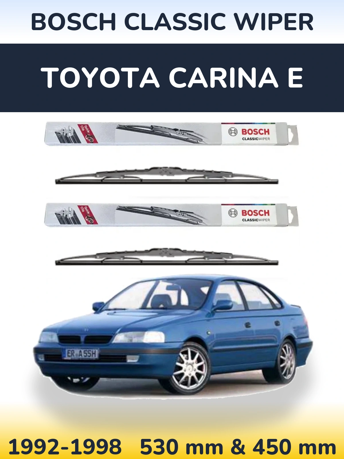 Комплект передніх щіток BOSCH Classic Wiper 530 & 450 мм для Toyota Carina E 1992-1998