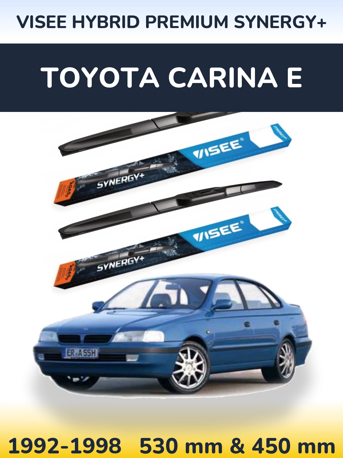 Комплект передніх щіток VISEE HYBRID PREMIUM SYNERGY+ 530 & 450 мм для Toyota Carina E 1992-1998