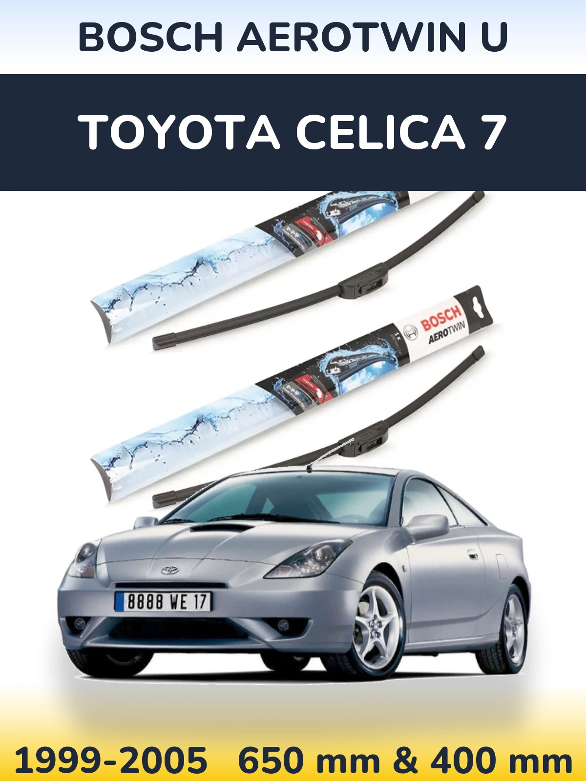 Комплект передніх щіток BOSCH AeroTwin U 650 & 400 мм для Toyota Celica 7 1999-2005