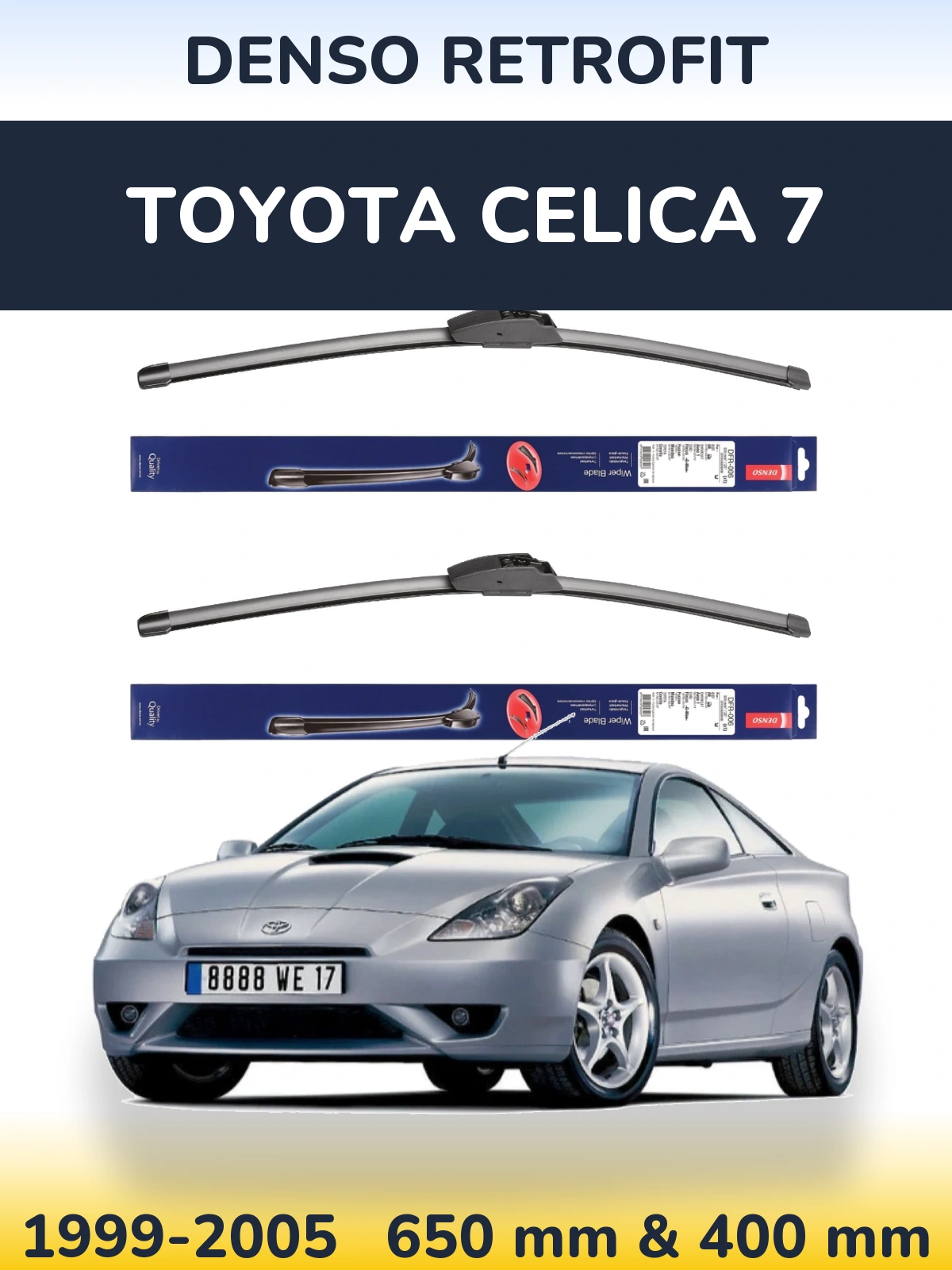 Komplet przednich wycieraczek Denso Retrofit 650 & 400 mm do Toyota Celica 7 1999-2005