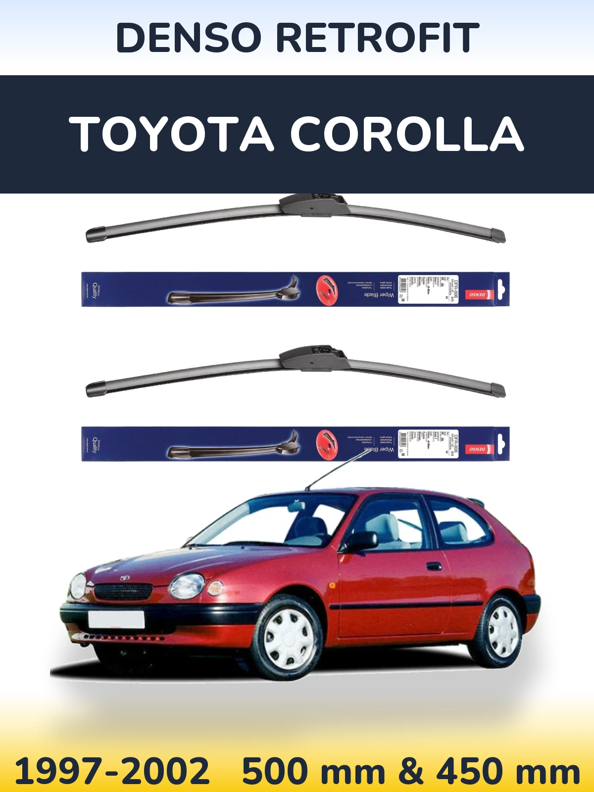 Комплект передних дворников Denso Retrofit 500 & 450 мм для Toyota Corolla 1997-2002