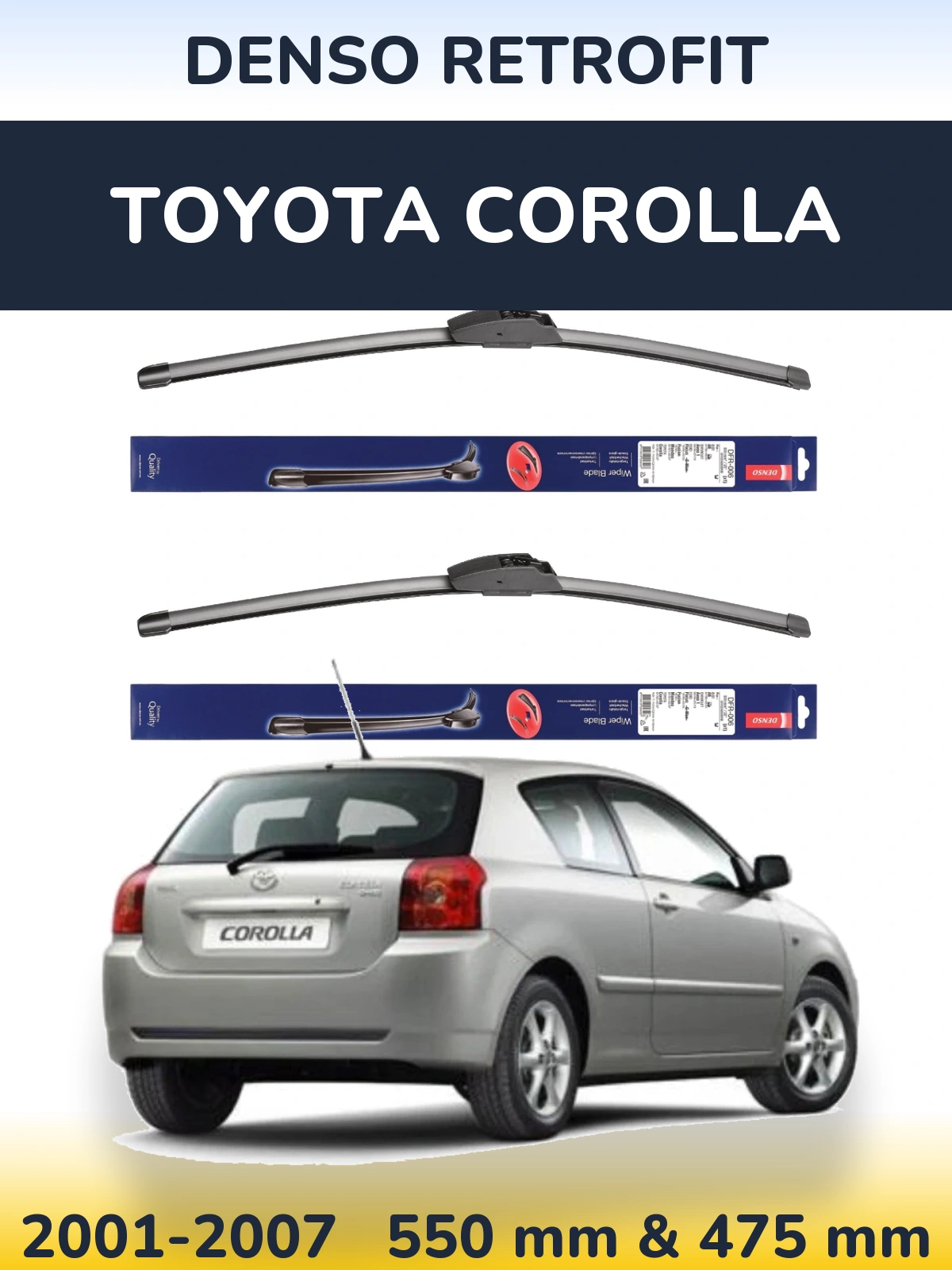 Комплект передних дворников Denso Retrofit 550 & 475 мм для Toyota Corolla 2001-2007