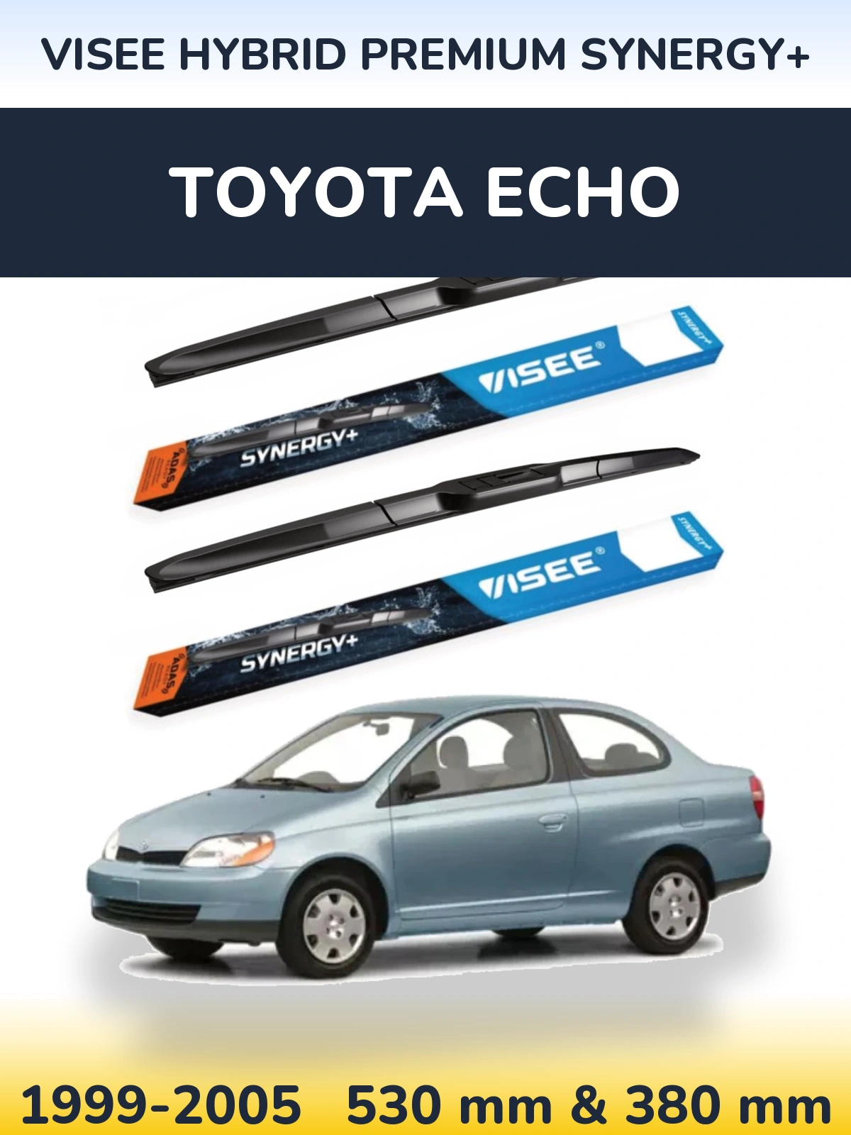 Komplet przednich wycieraczek VISEE HYBRID PREMIUM SYNERGY+ 530 & 380 mm do Toyota Echo 1999-2005