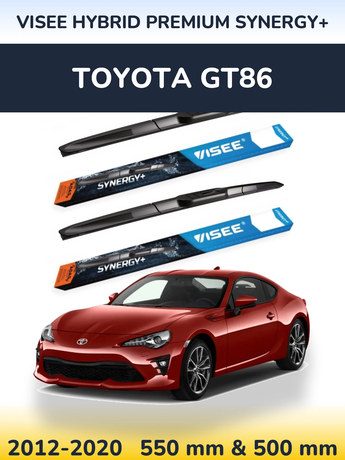 Комплект передних дворников VISEE HYBRID PREMIUM SYNERGY+ 550 & 500 мм для Toyota GT86 2012-2020