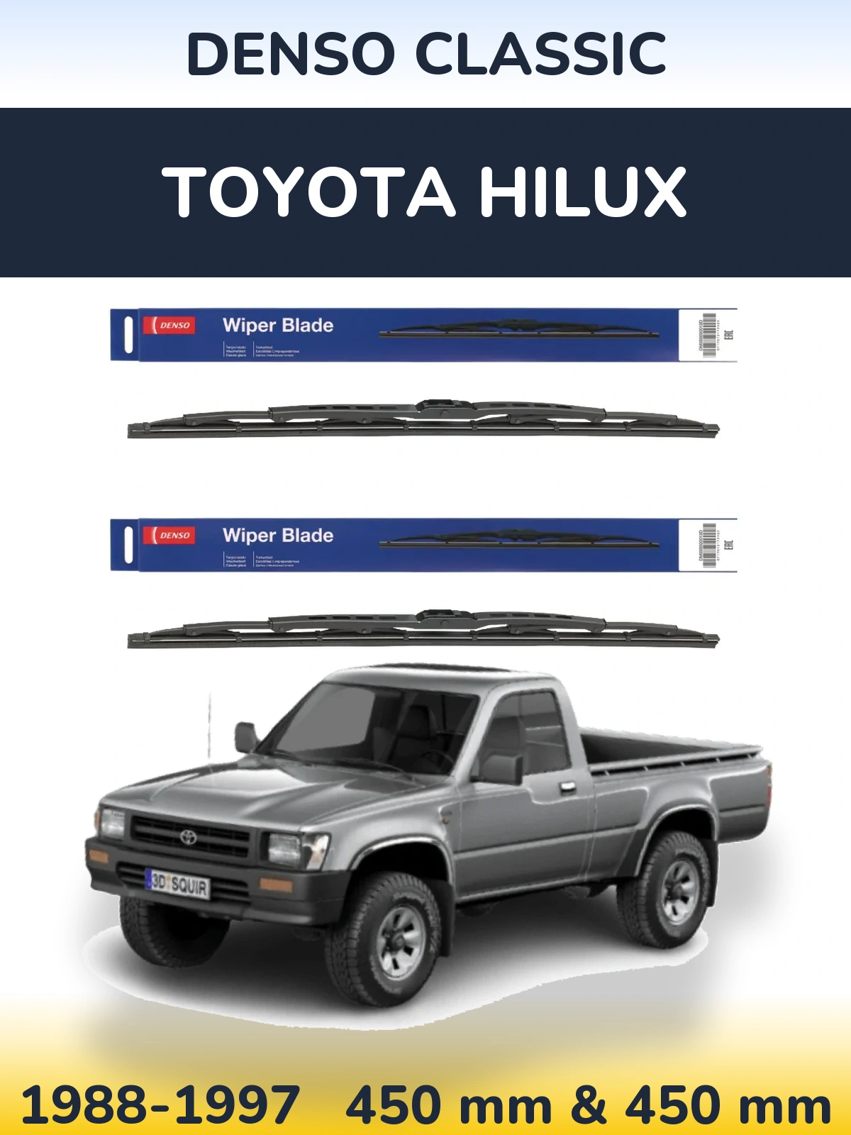 Komplet przednich wycieraczek Denso Classic 450 & 450 mm do Toyota Hilux 1988-1997