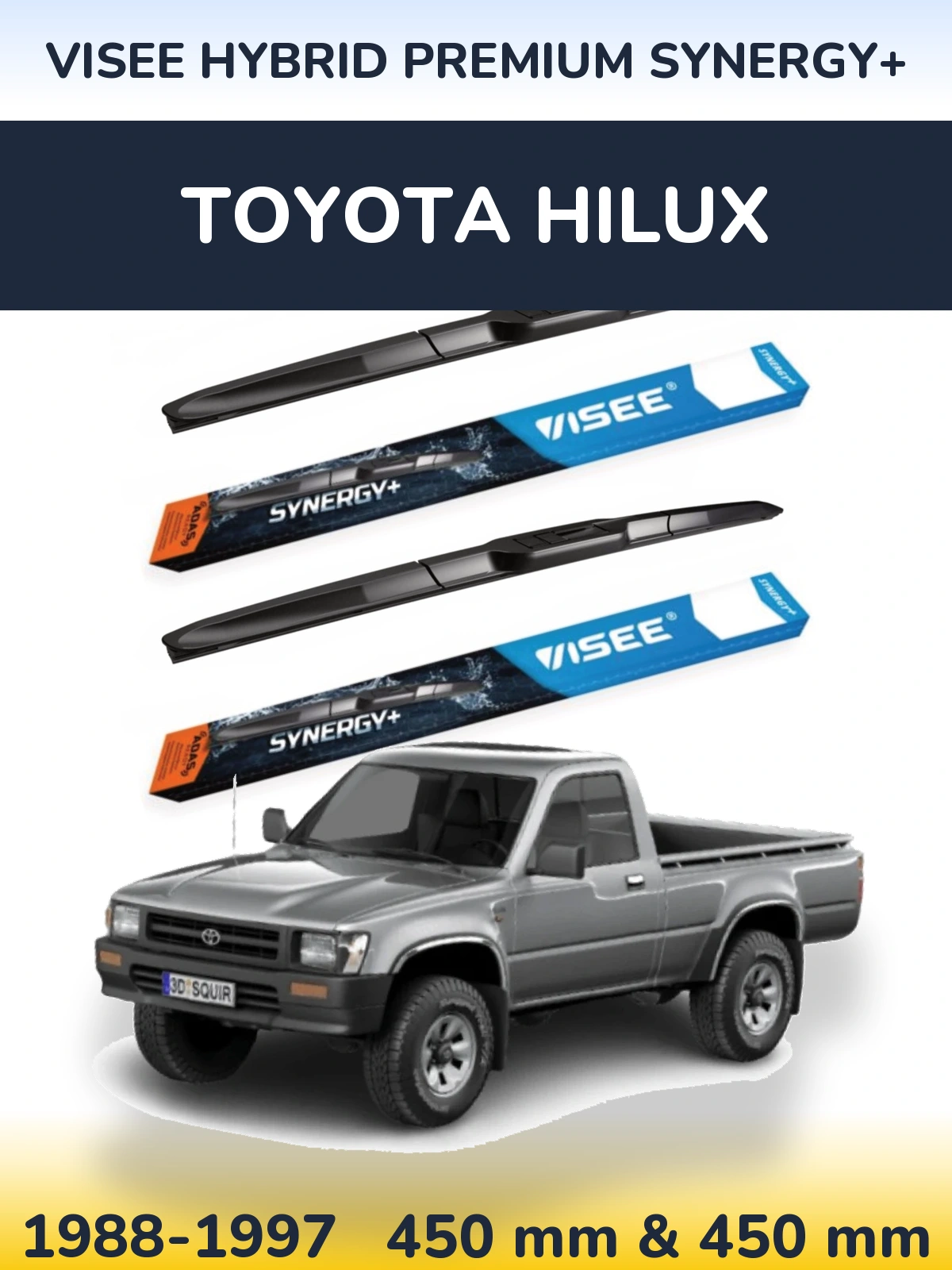 Front wiper blade set VISEE HYBRID PREMIUM SYNERGY+ 450 & 450 mm for Toyota Hilux 1988-1997