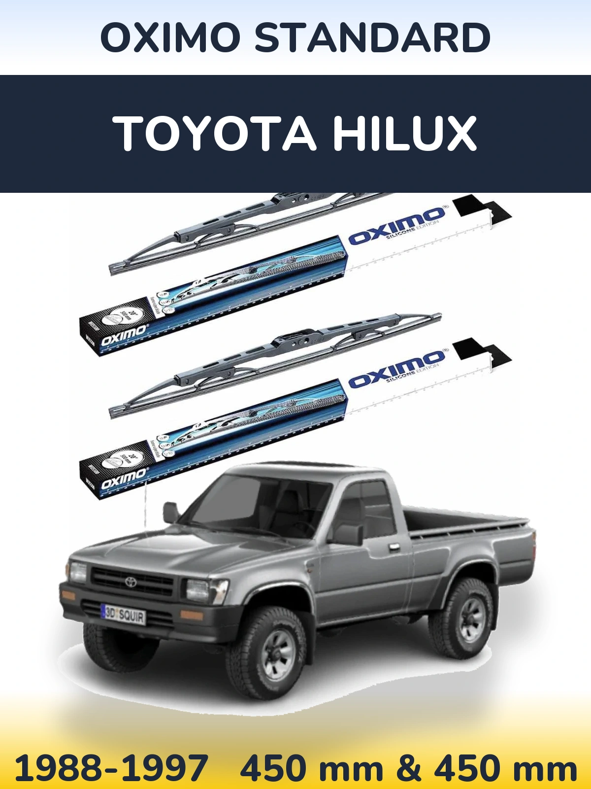 Front wiper blade set Oximo Standard 450 & 450 mm for Toyota Hilux 1988-1997