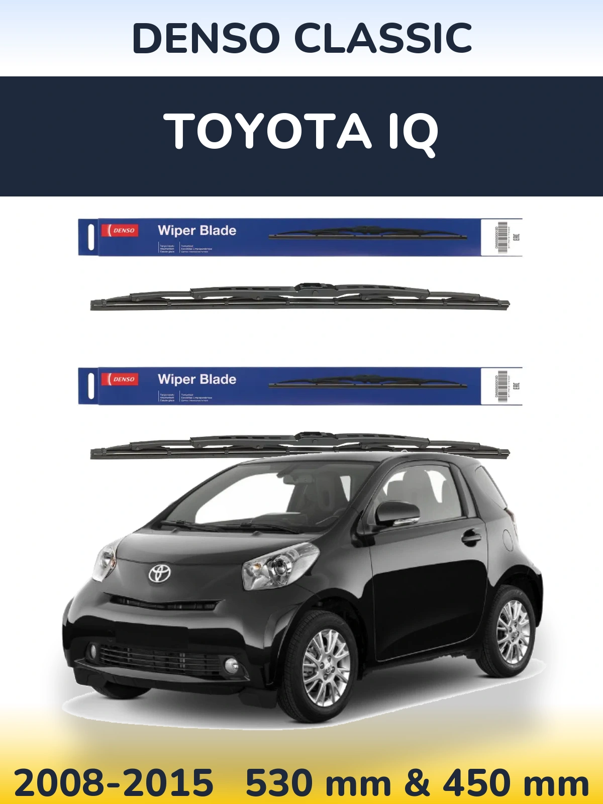 Komplet przednich wycieraczek Denso Classic 530 & 450 mm do Toyota iQ 2008-2015