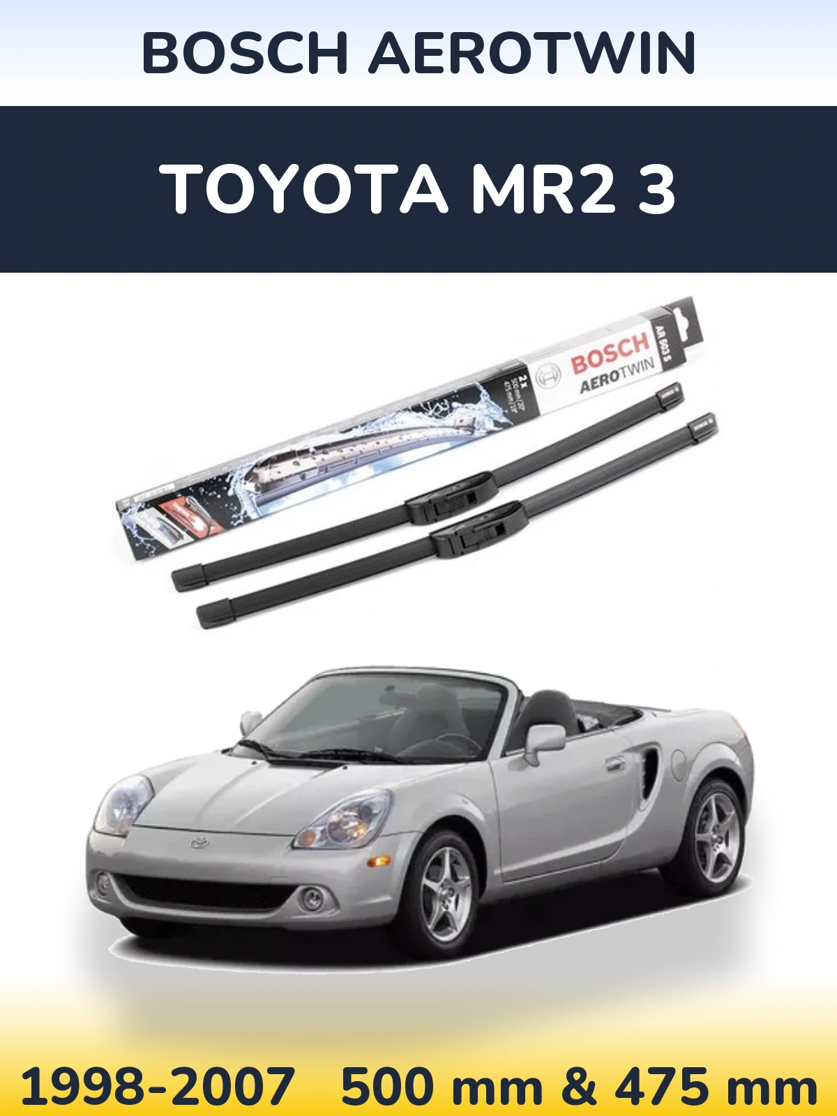 Комплект передних дворников BOSCH AeroTwin 500 & 475 мм для Toyota MR2 3 1998-2007