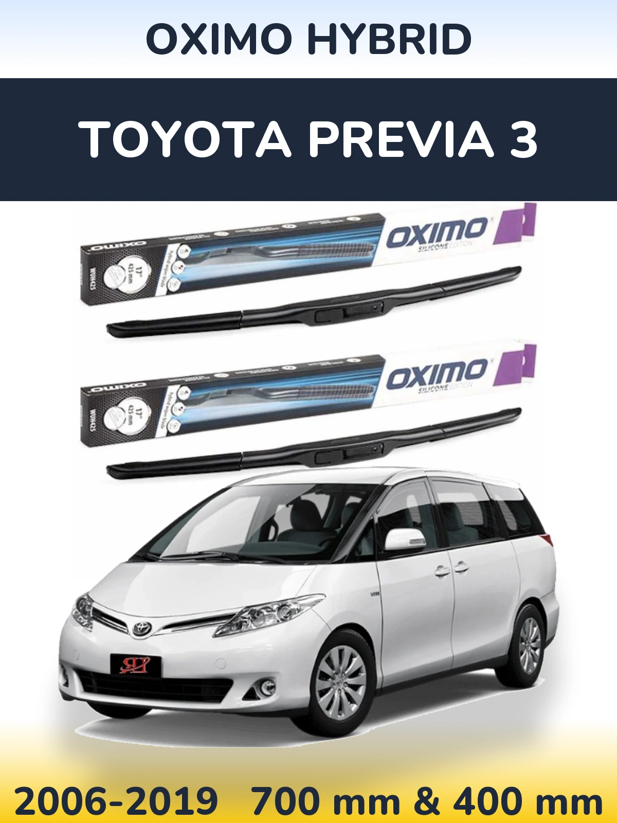 Front wiper blade set Oximo Hybrid 700 & 400 mm for Toyota Previa 3 2006-2019