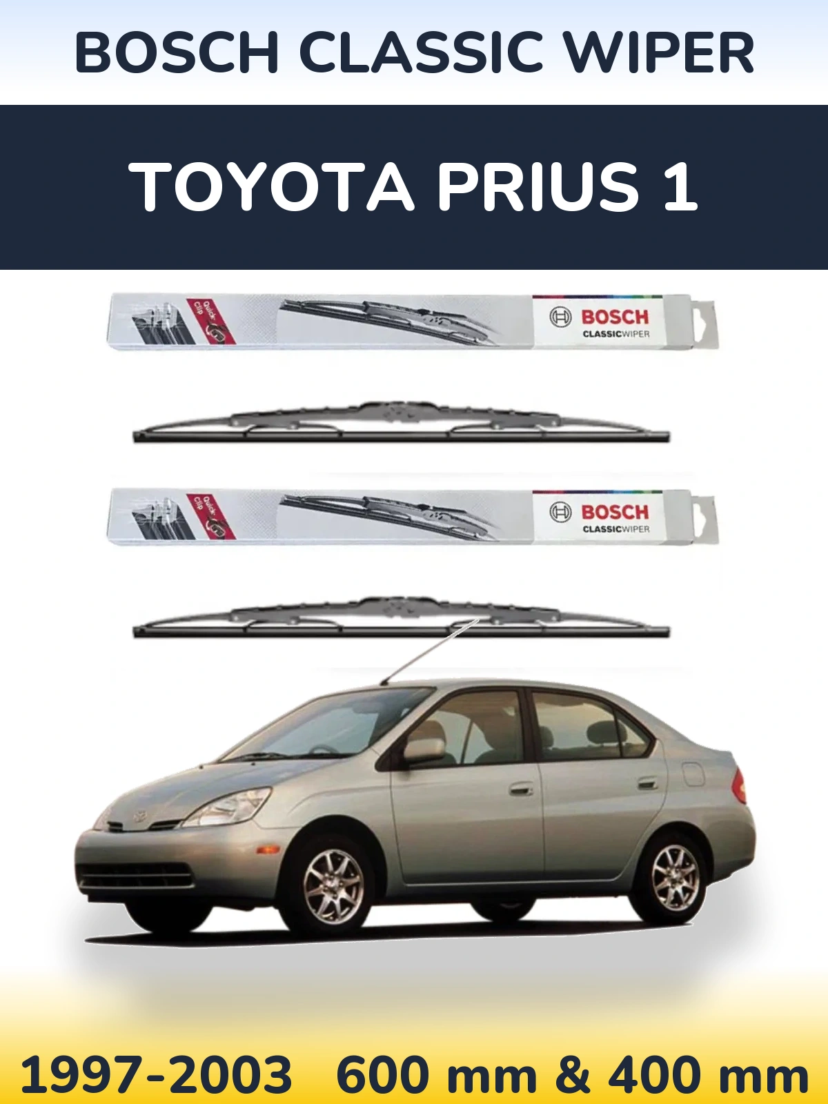 Комплект передних дворников BOSCH Classic Wiper 600 & 400 мм для Toyota Prius 1 1997-2003