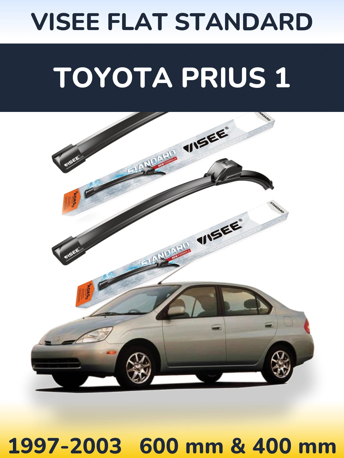Комплект передніх щіток VISEE FLAT STANDARD 600 & 400 мм для Toyota Prius 1 1997-2003