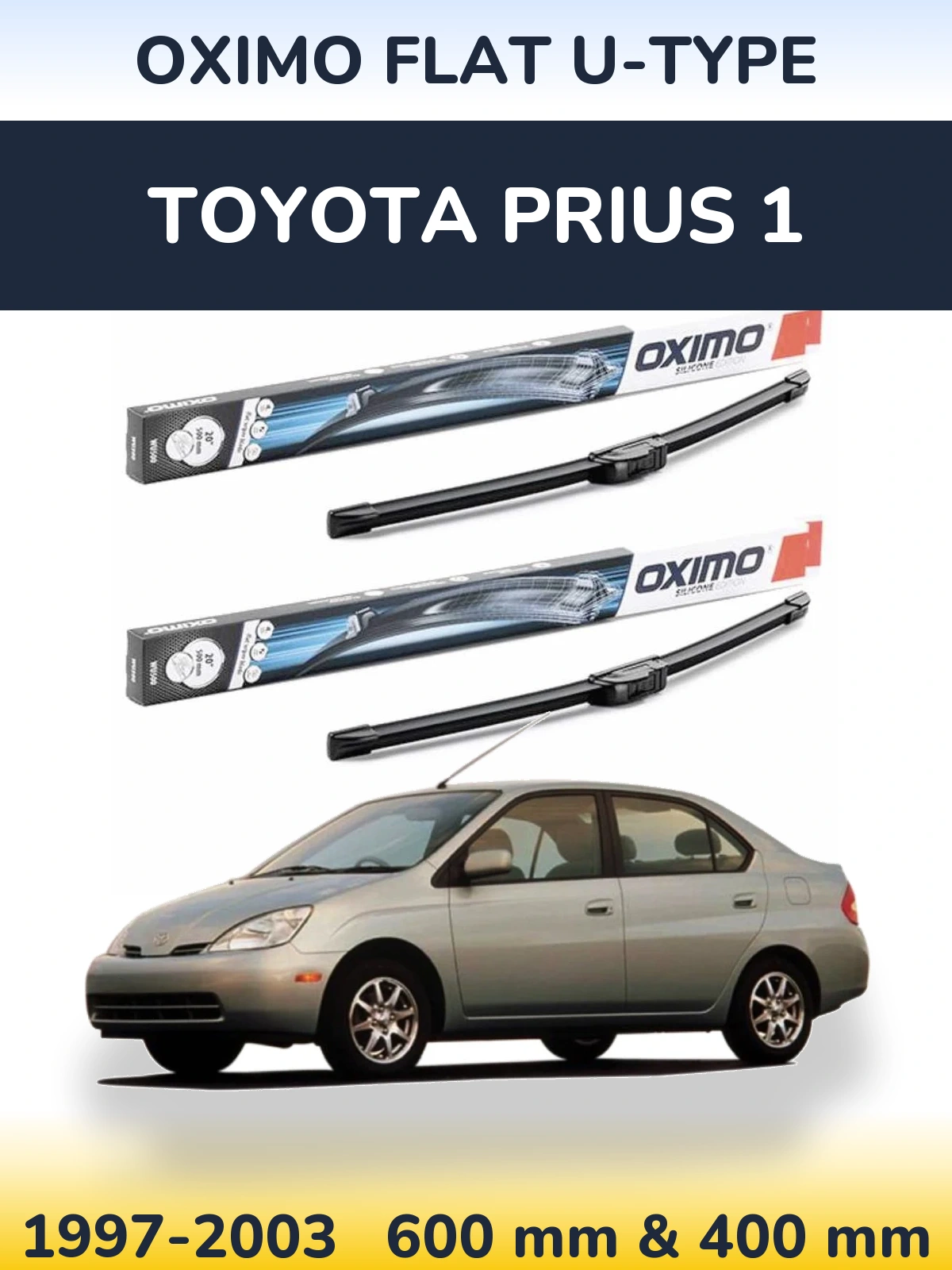 Комплект передних дворников Oximo Flat U-type 600 & 400 мм для Toyota Prius 1 1997-2003