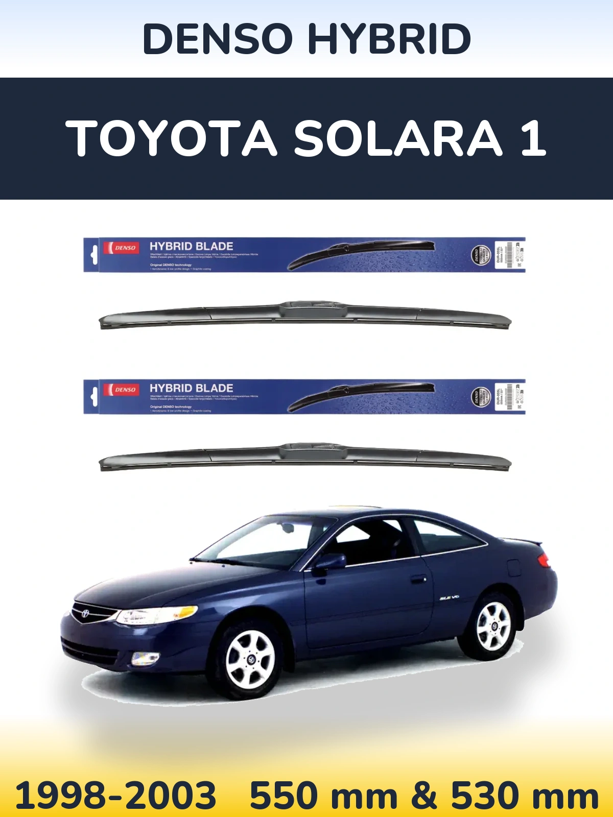 Комплект передних дворников Denso Hybrid 550 & 530 мм для Toyota Solara 1 1998-2003