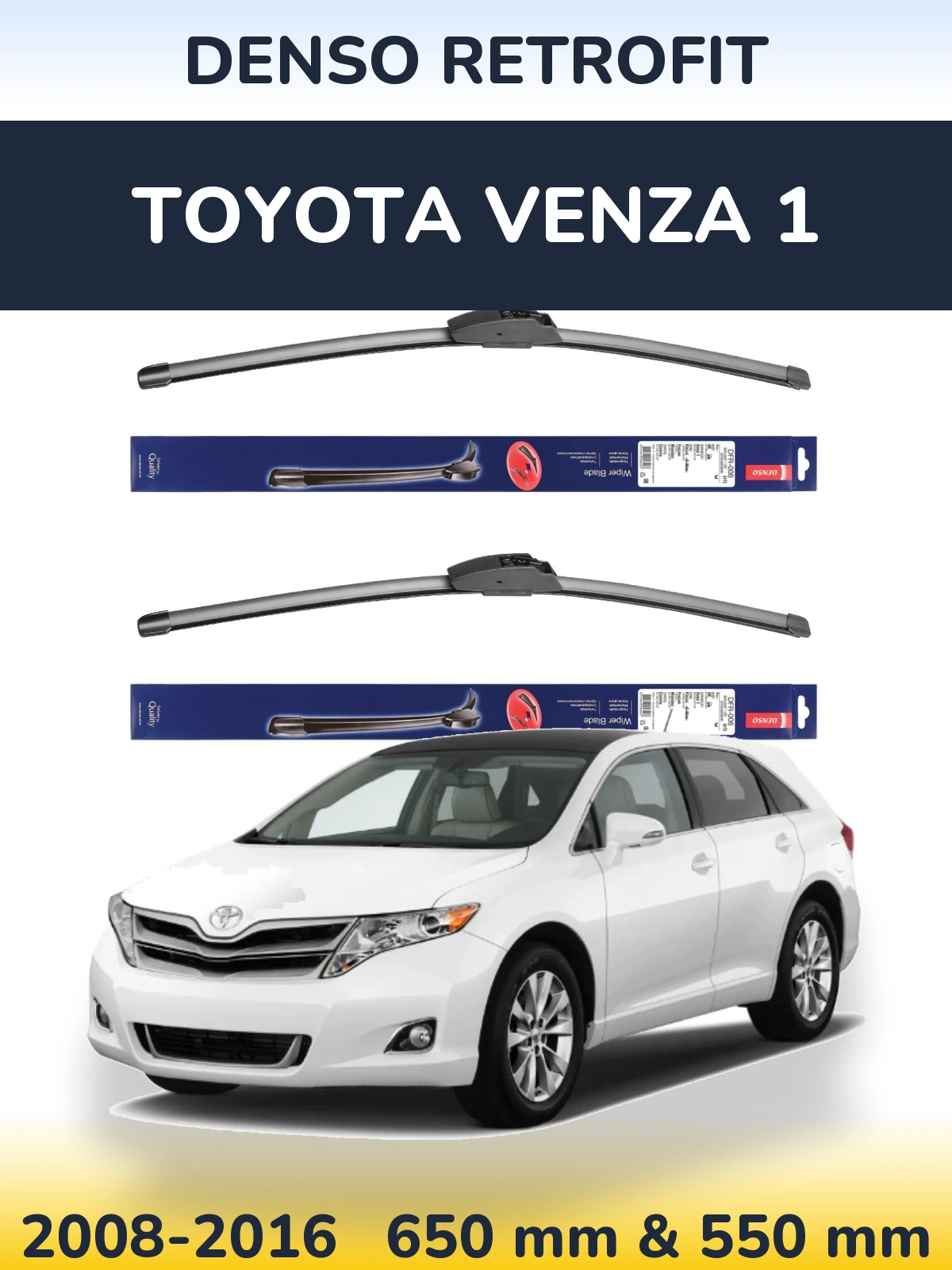 Комплект передних дворников Denso Retrofit 650 & 550 мм для Toyota Venza 1 2008-2016
