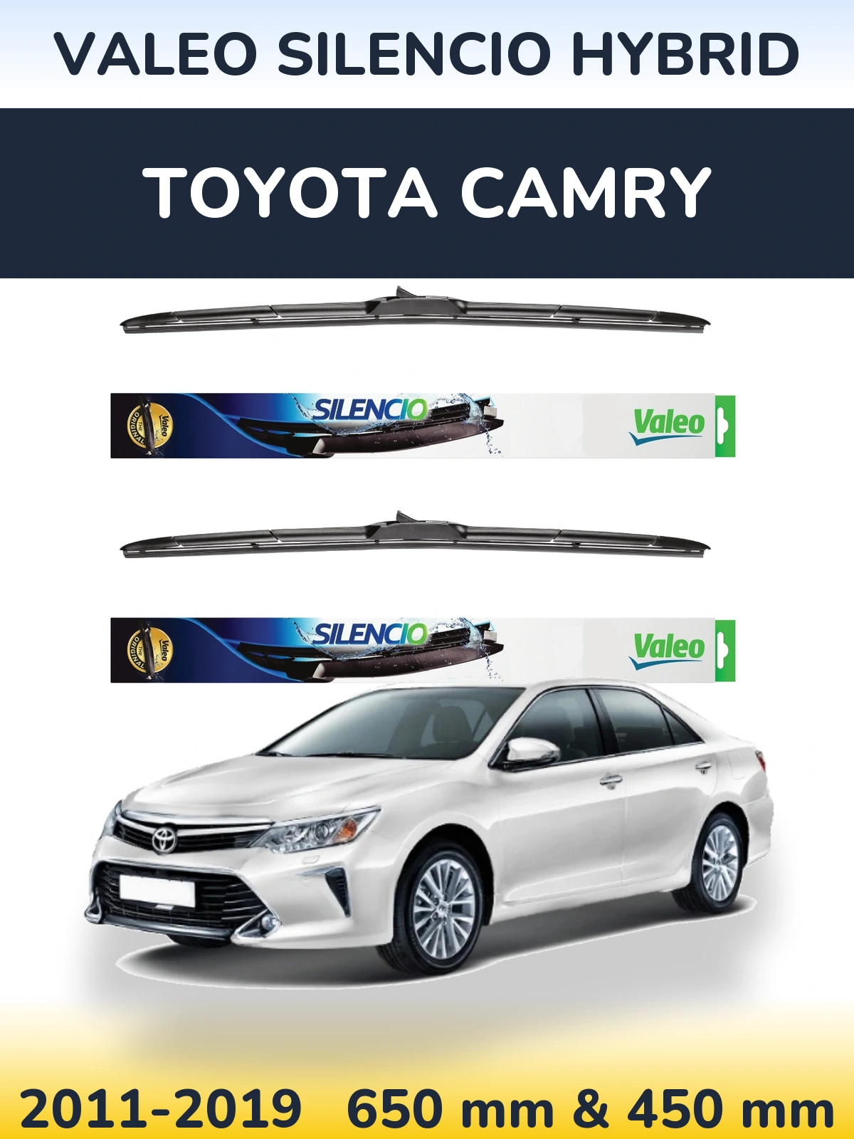 Комплект передніх щіток Valeo Silencio Hybrid 650 & 450 мм для Toyota Camry 2011-2019
