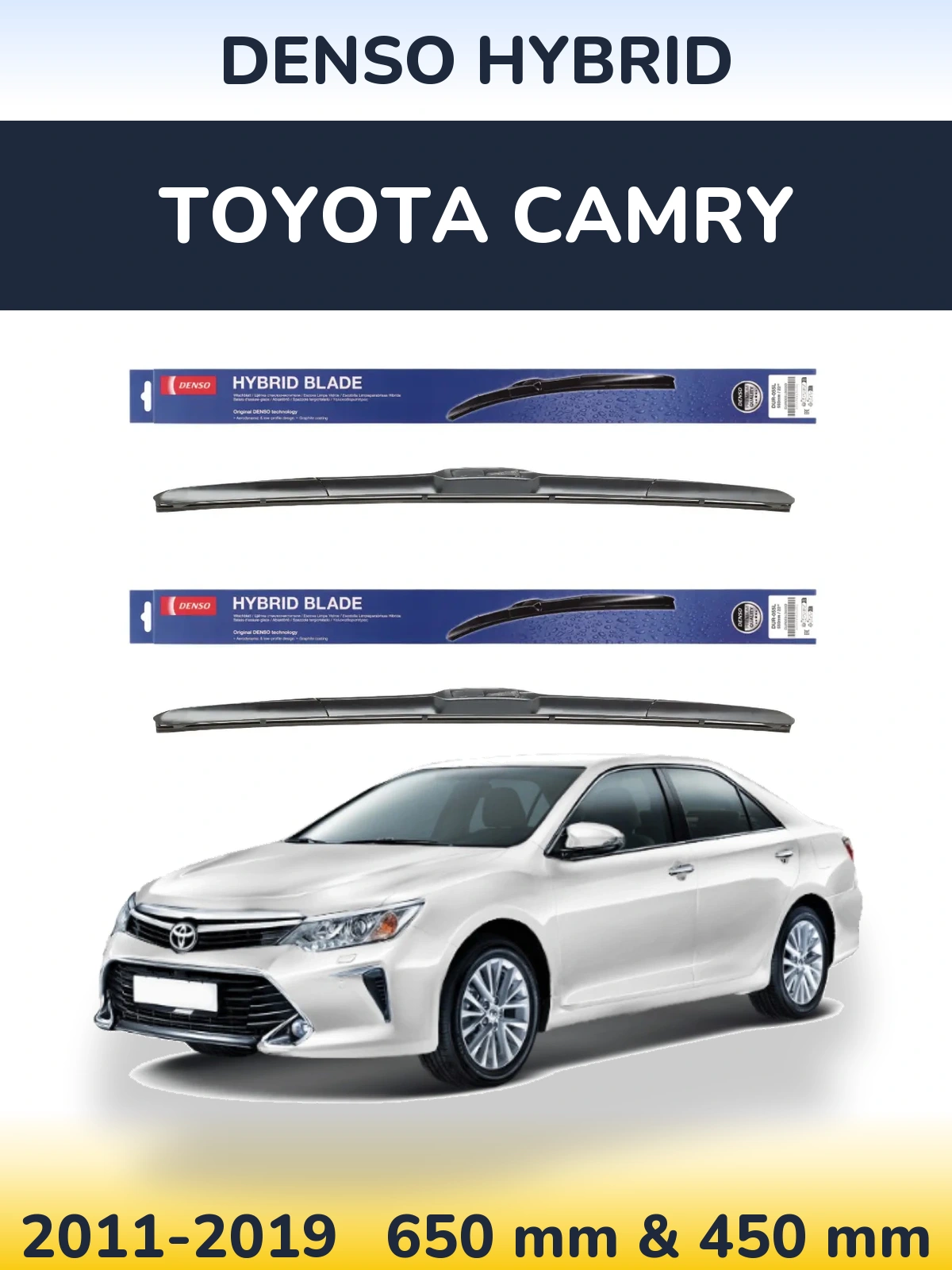 Комплект передніх щіток Denso Hybrid 650 & 450 мм для Toyota Camry 2011-2019