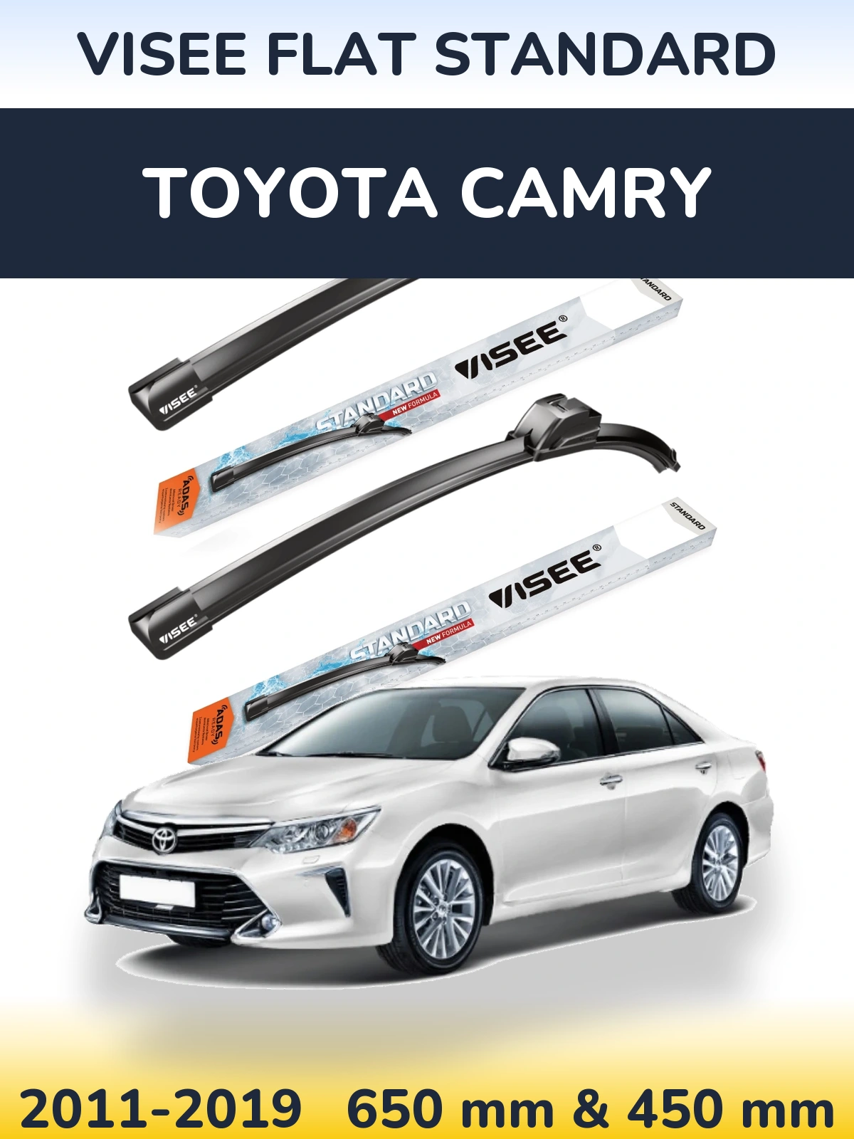 Комплект передніх щіток VISEE FLAT STANDARD 650 & 450 мм для Toyota Camry 2011-2019
