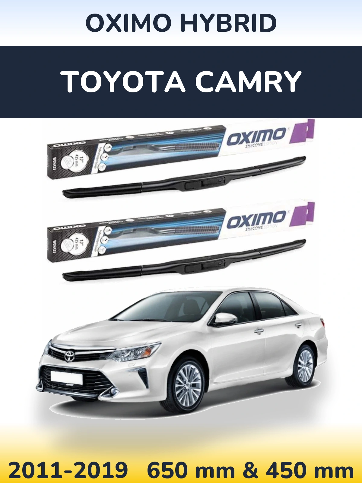 Комплект передніх щіток Oximo Hybrid 650 & 450 мм для Toyota Camry 2011-2019