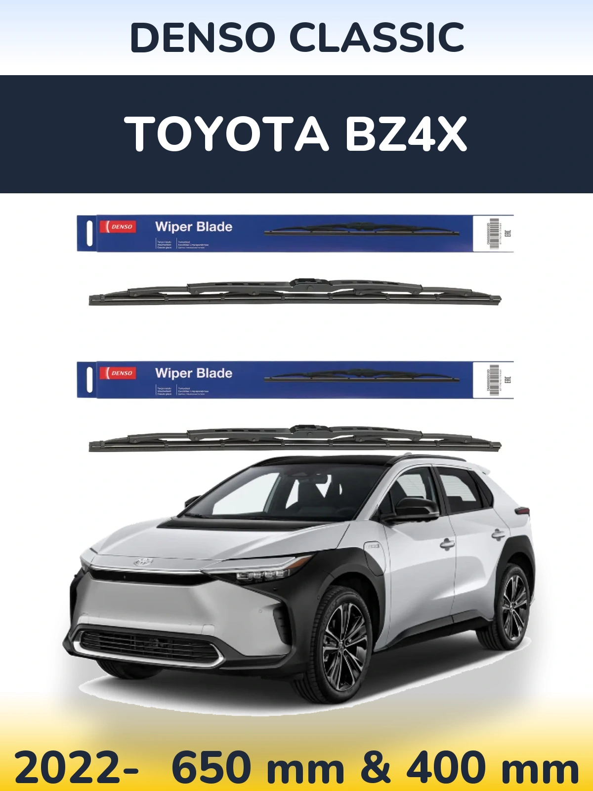 Front wiper blade set Denso Classic 650 & 400 mm for Toyota bZ4X 2022-2026