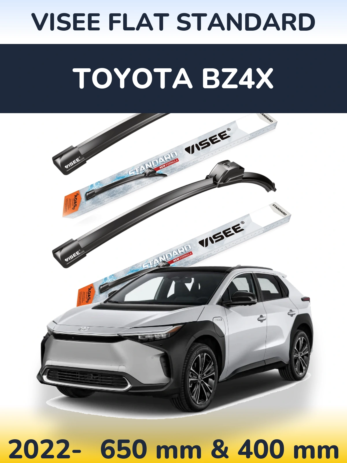 Комплект передніх щіток VISEE FLAT STANDARD 650 & 400 мм для Toyota bZ4X 2022-2026