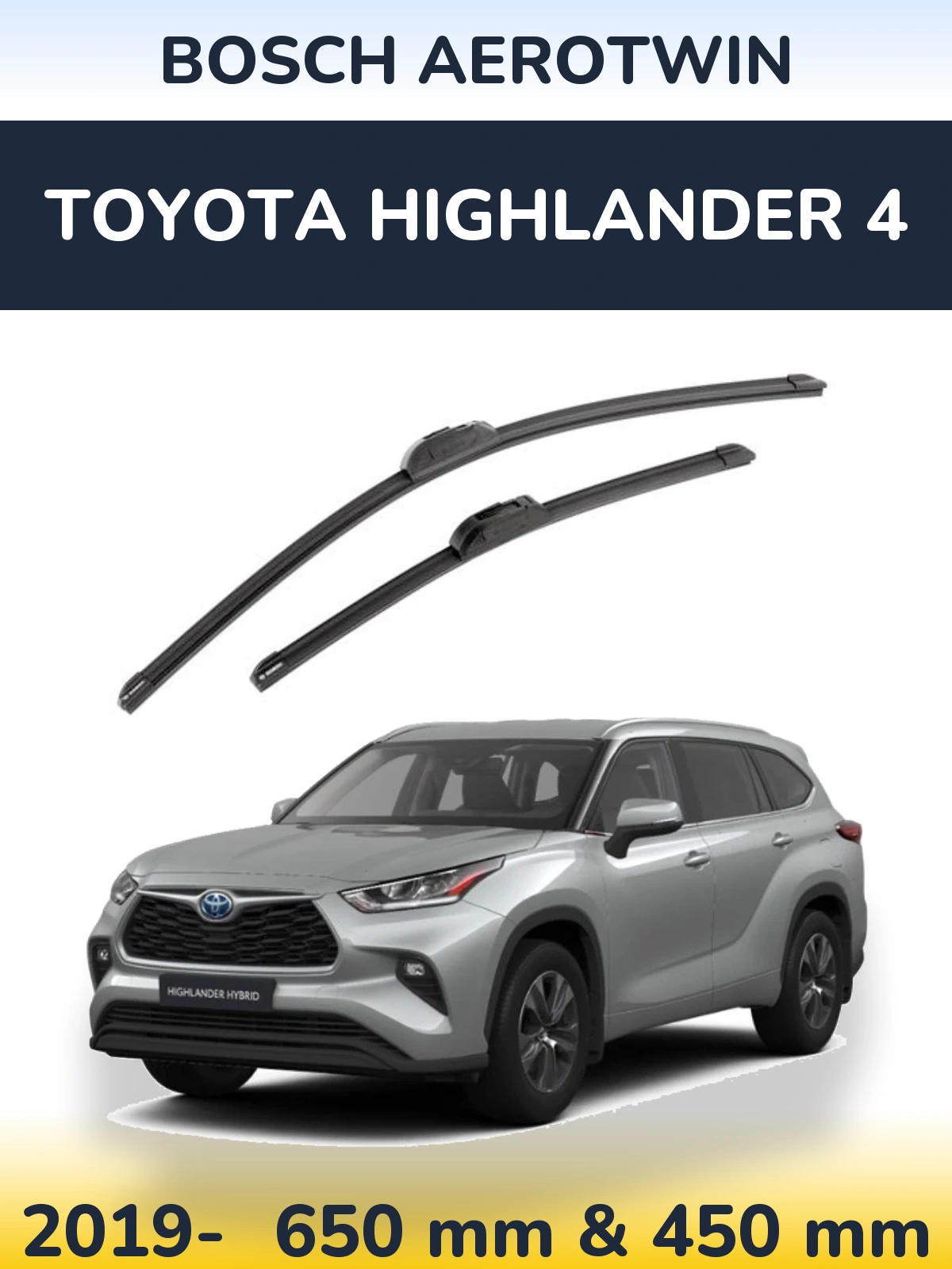 Komplet przednich wycieraczek BOSCH AeroTwin 650 & 450 mm do Toyota Highlander 4 2019-2026