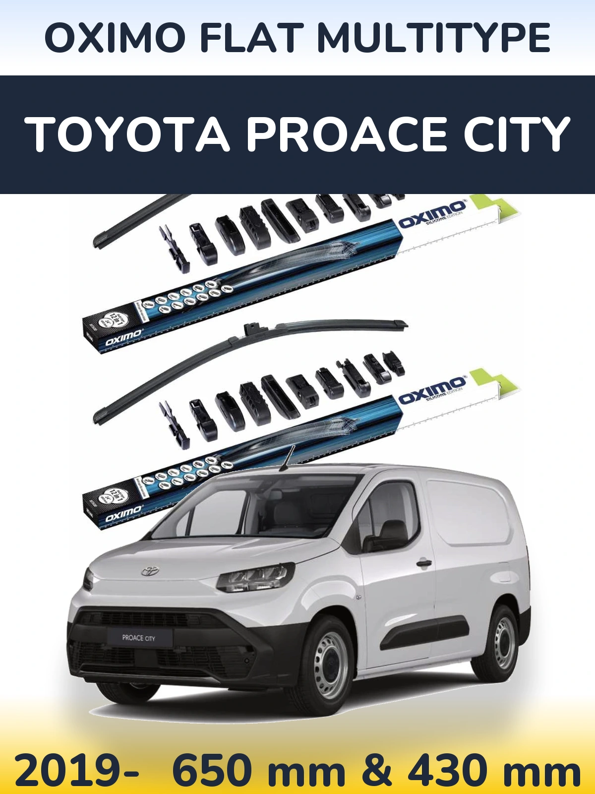 Komplet przednich wycieraczek Oximo Flat MultiType 650 & 430 mm do Toyota ProAce City 2019-2026