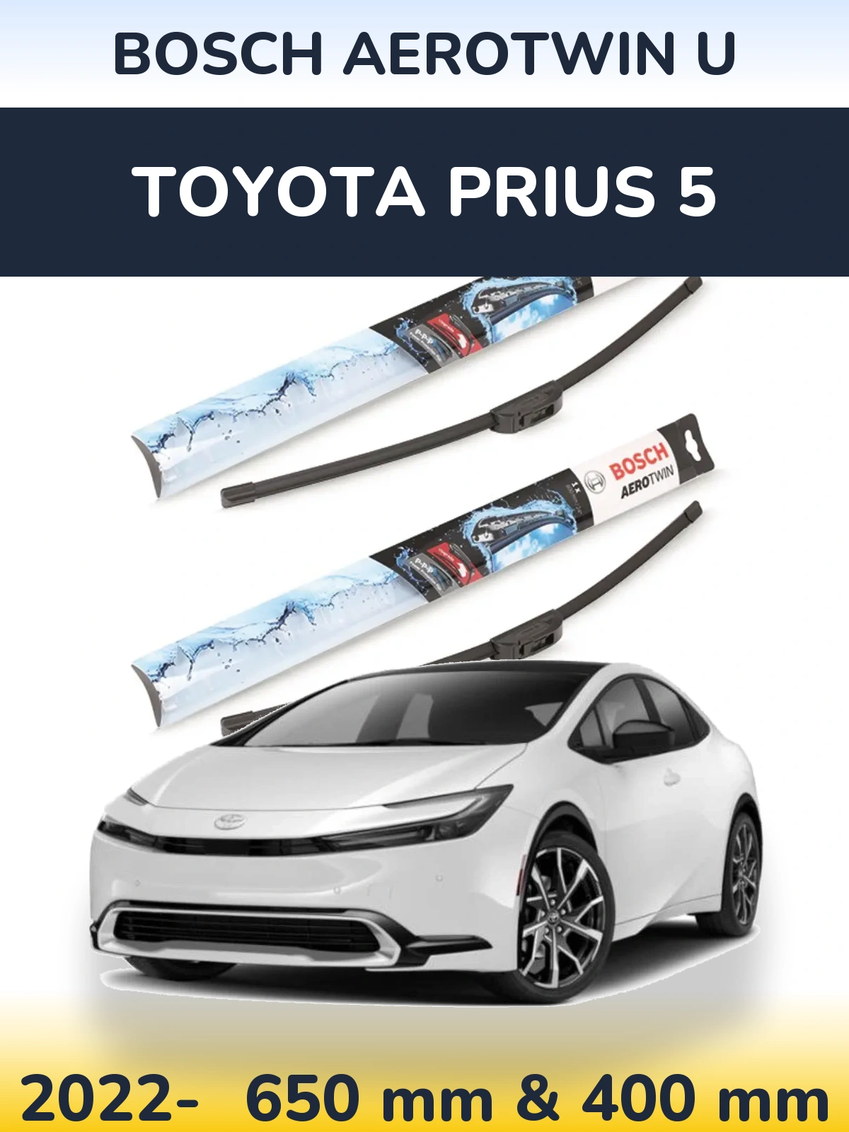 Комплект передніх щіток BOSCH AeroTwin U 650 & 400 мм для Toyota Prius 5 2022-2026