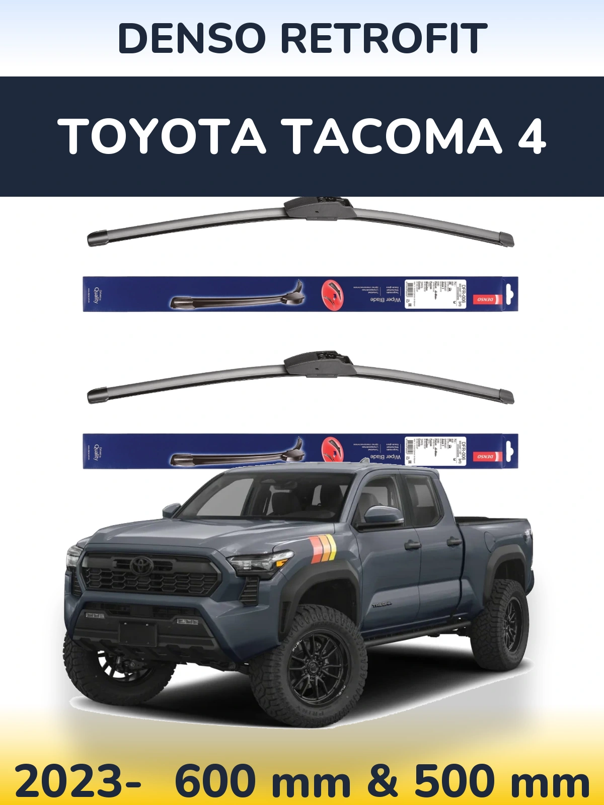 Komplet przednich wycieraczek Denso Retrofit 600 & 500 mm do Toyota Tacoma 4 2023-2026