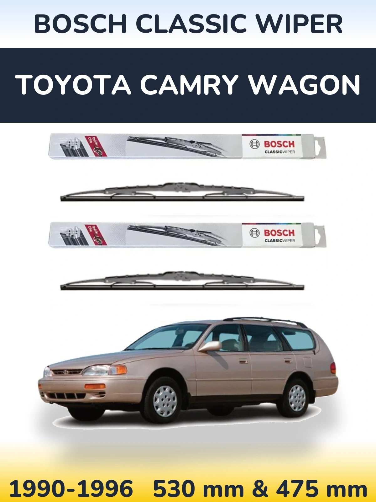 Комплект передніх щіток BOSCH Classic Wiper 530 & 475 мм для Toyota Camry Wagon 1990-1996