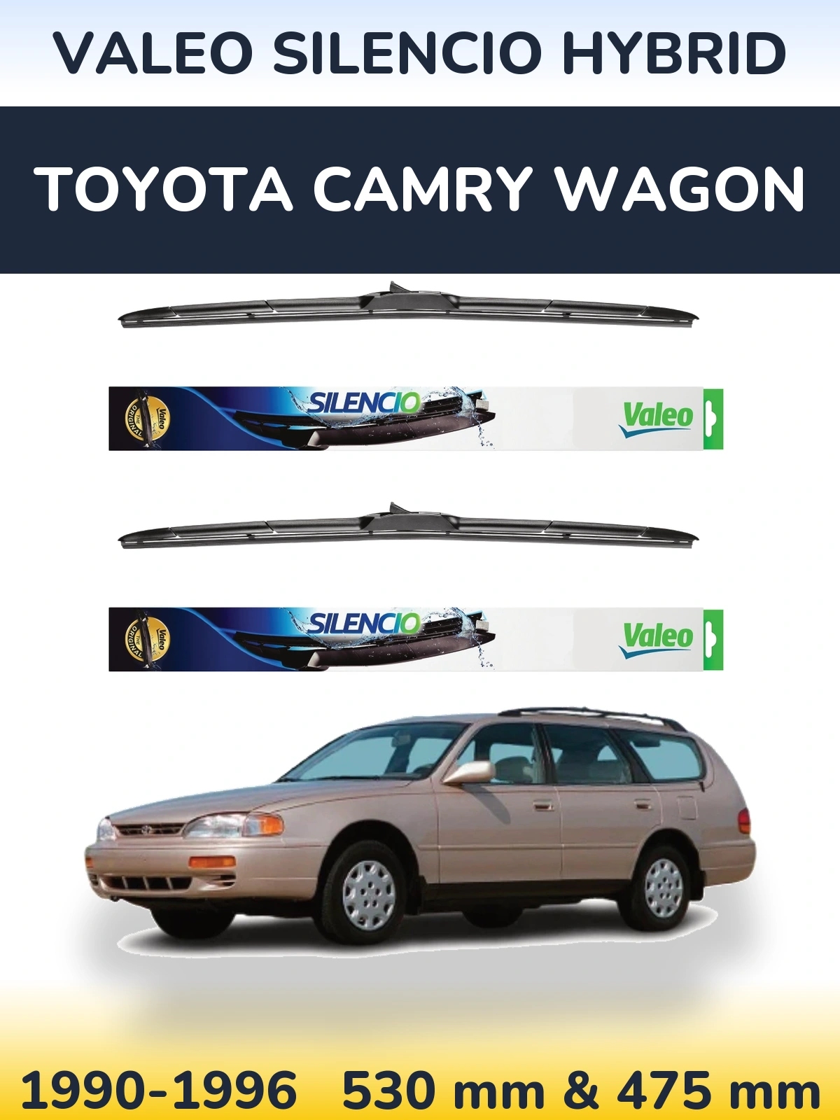 Комплект передних дворников Valeo Silencio Hybrid 530 & 475 мм для Toyota Camry Wagon 1990-1996