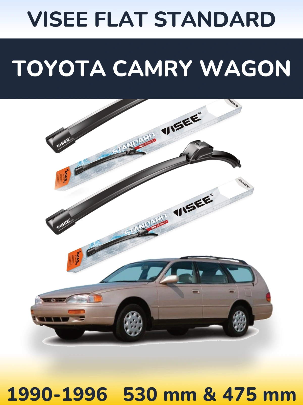 Комплект передніх щіток VISEE FLAT STANDARD 530 & 475 мм для Toyota Camry Wagon 1990-1996