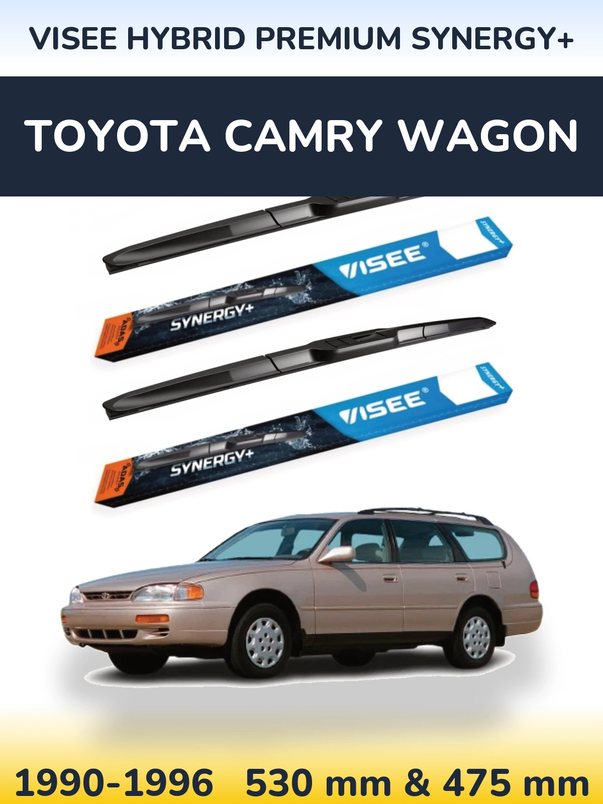 Комплект передніх щіток VISEE HYBRID PREMIUM SYNERGY+ 530 & 475 мм для Toyota Camry Wagon 1990-1996