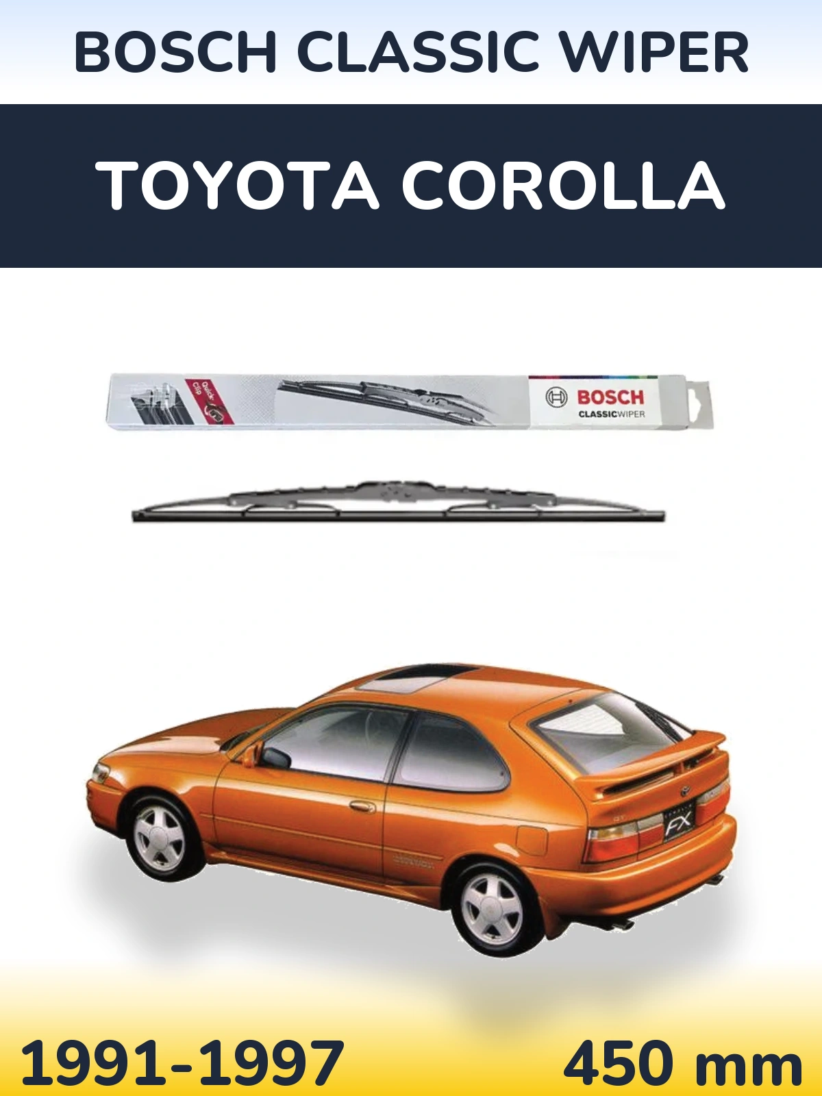 Rear wiper blade BOSCH Classic Wiper 450 mm for Toyota Corolla 1991-1997