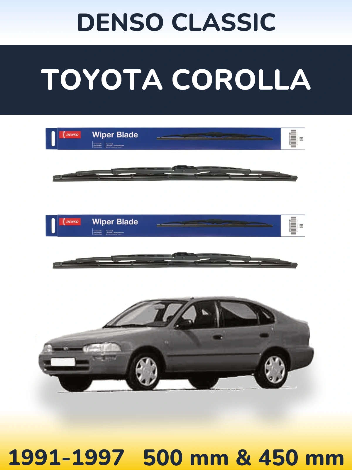 Komplet przednich wycieraczek Denso Classic 500 & 450 mm do Toyota Corolla 1991-1997