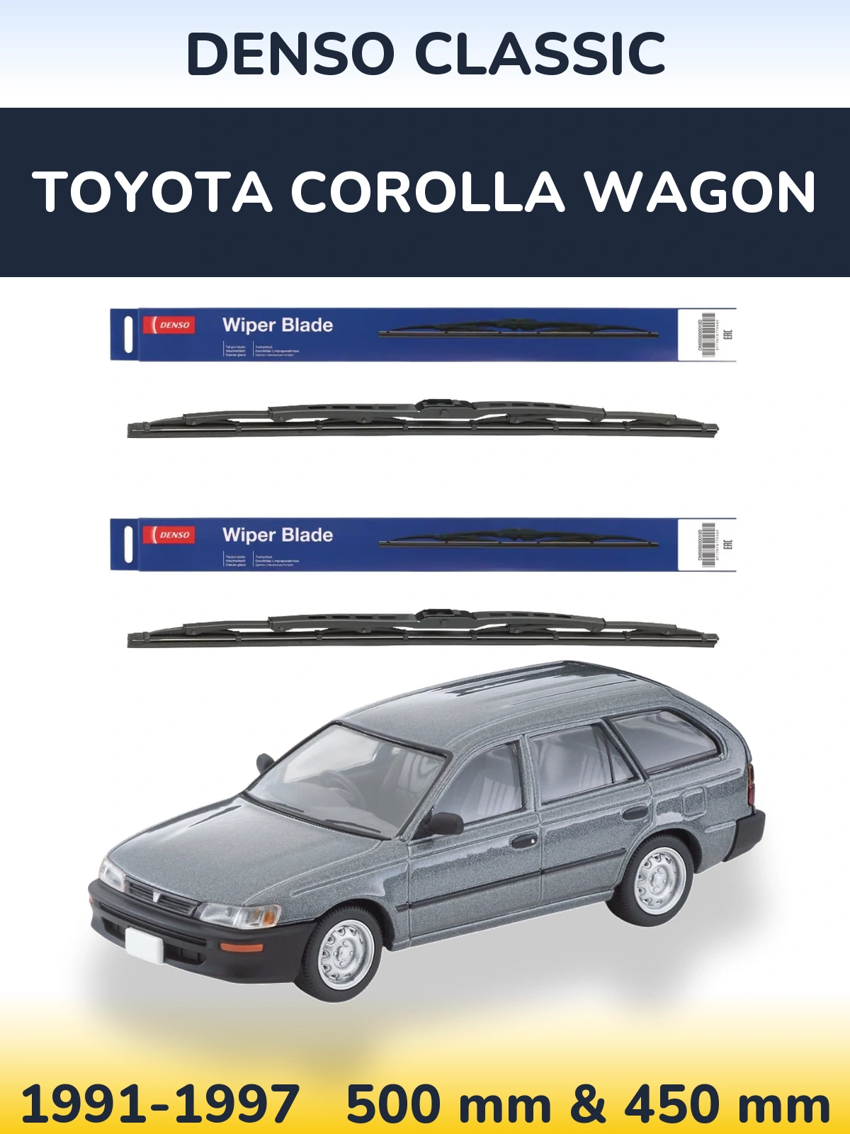Komplet przednich wycieraczek Denso Classic 500 & 450 mm do Toyota Corolla Wagon 1991-1997