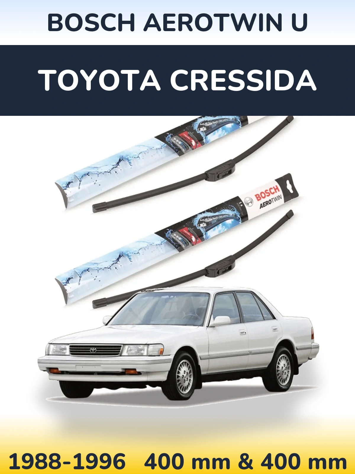 Комплект передніх щіток BOSCH AeroTwin U 400 & 400 мм для Toyota Cressida 1988-1996