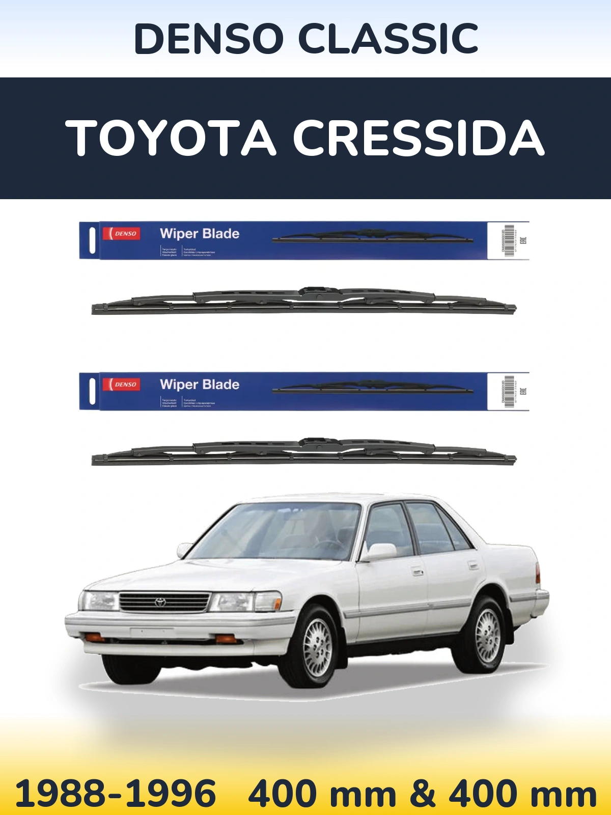 Front wiper blade set Denso Classic 400 & 400 mm for Toyota Cressida 1988-1996
