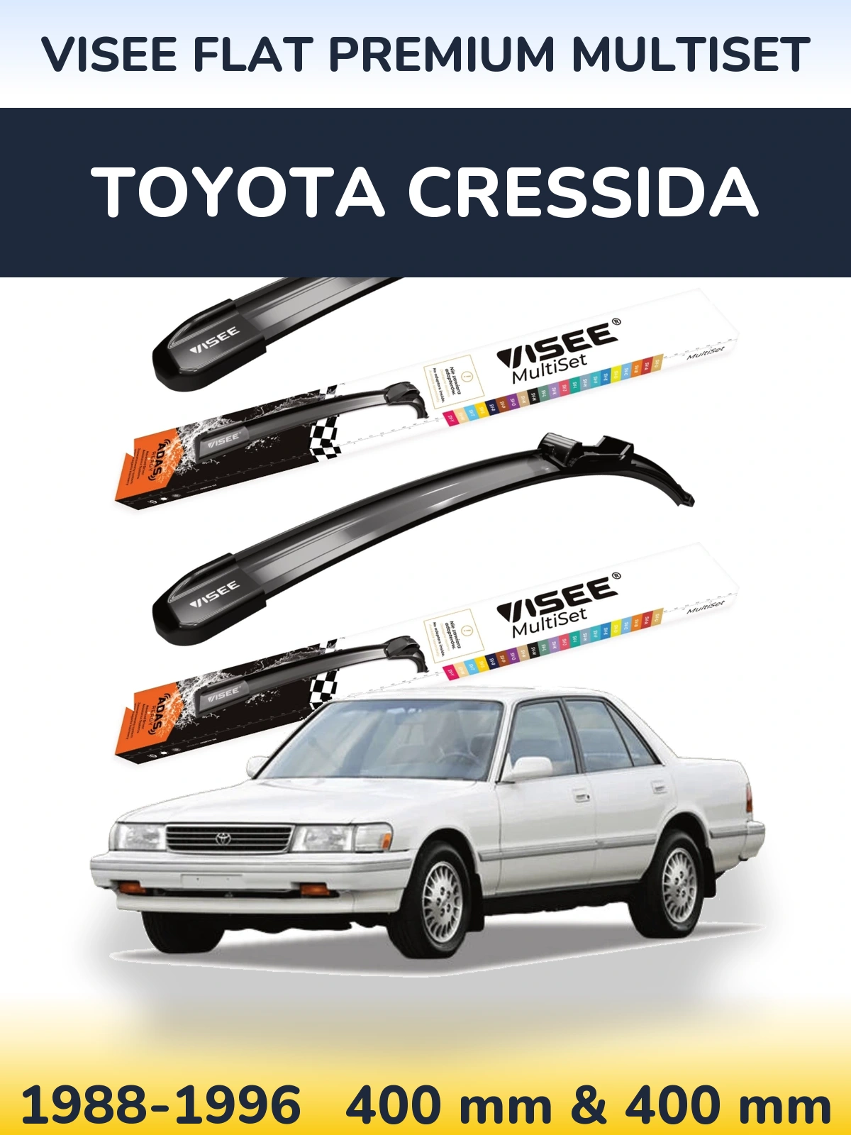 Комплект передніх щіток VISEE FLAT PREMIUM MultiSet 400 & 400 мм для Toyota Cressida 1988-1996