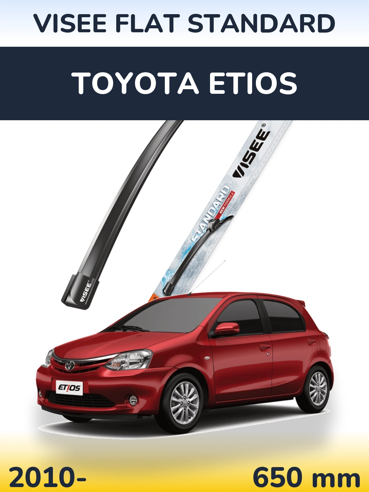 Передний дворник VISEE FLAT STANDARD 650 мм для Toyota Etios 2010-2026
