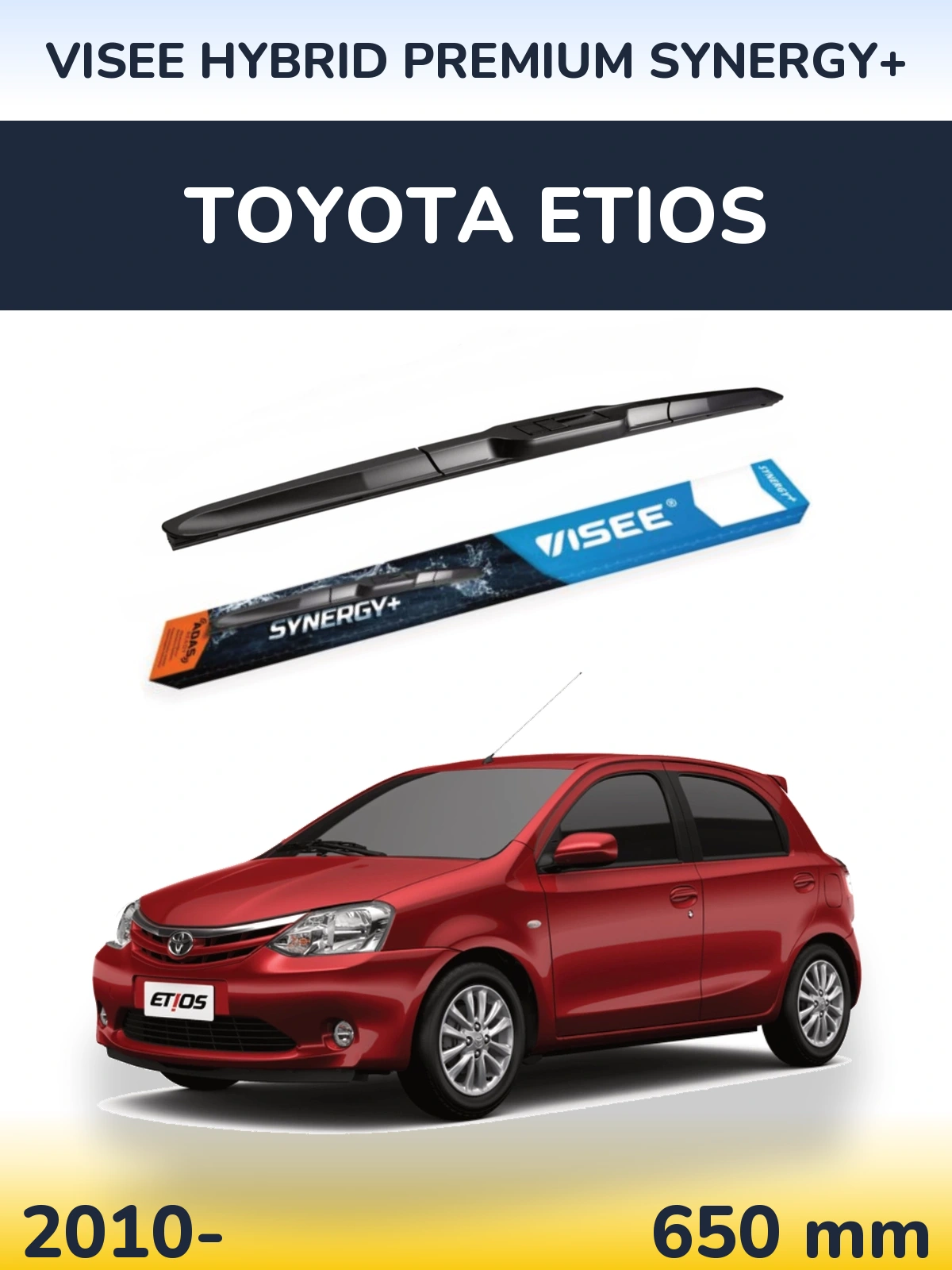 Передний дворник VISEE HYBRID PREMIUM SYNERGY+ 650 мм для Toyota Etios 2010-2026