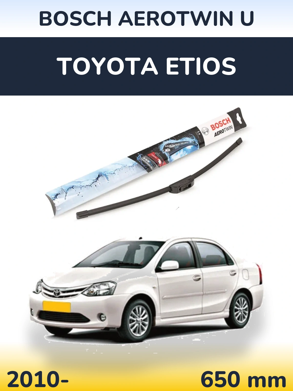 Передня щітка BOSCH AeroTwin U 650 мм для Toyota Etios 2010-2026
